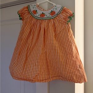 Smocked Pumpkin Gingham Dress